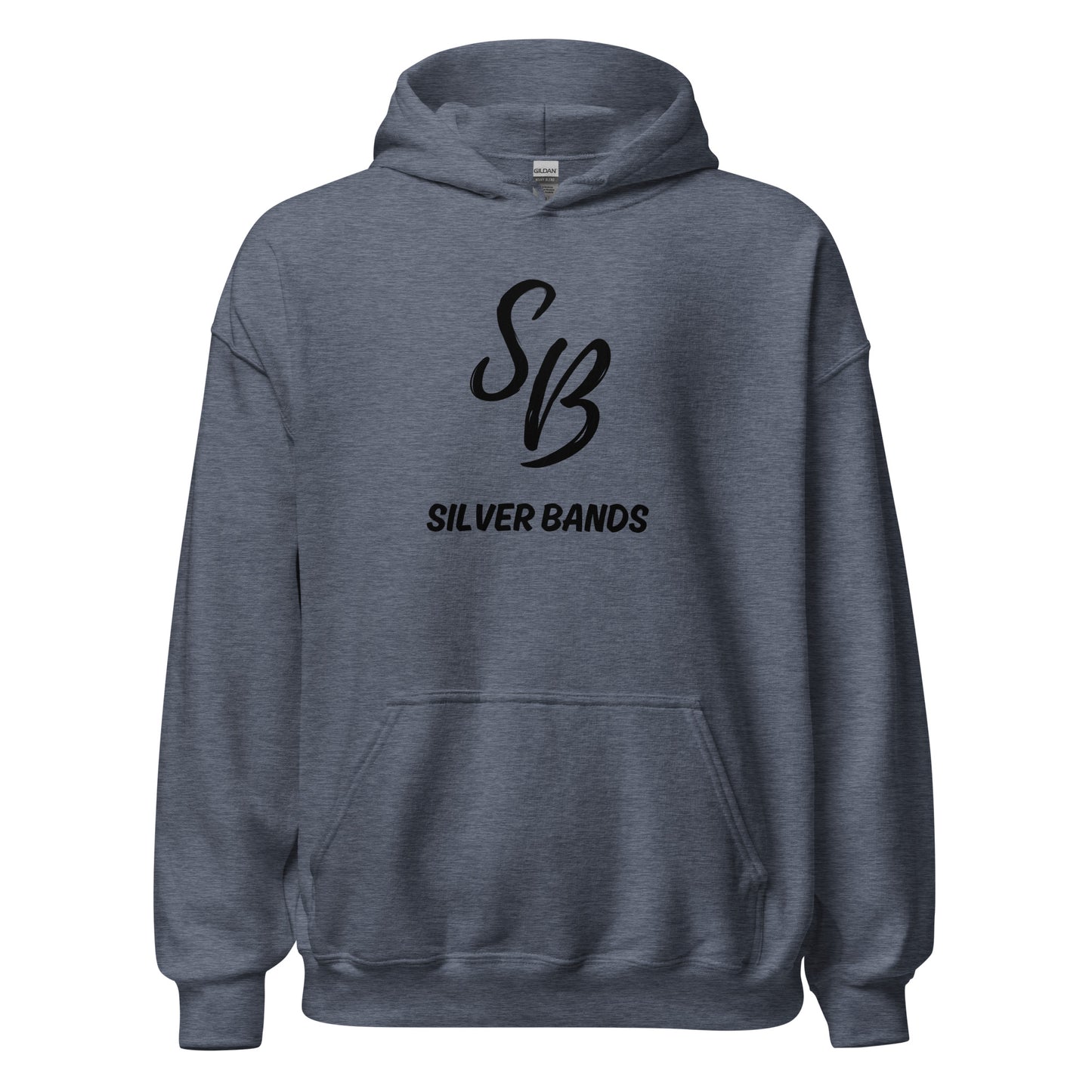 Silver Bands Black Logo Hoodie