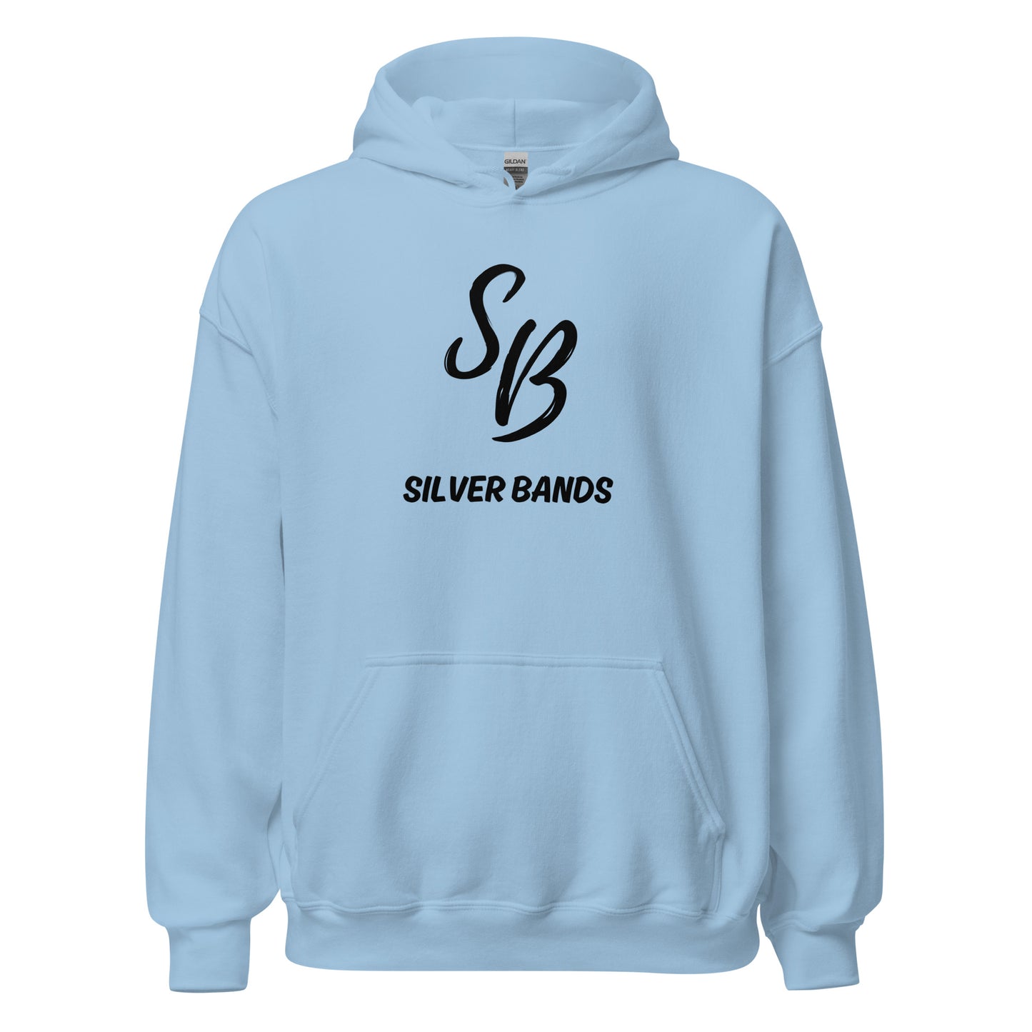 Silver Bands Black Logo Hoodie